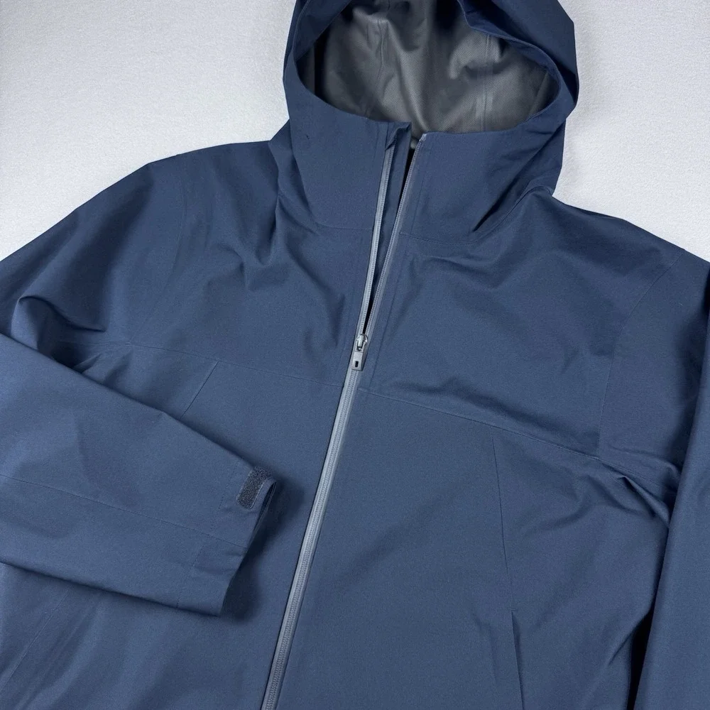 Uniqlo Blocktech Parka Rain Jacket L Blue 3D Cut Gorpcore Outdoors Water Resist